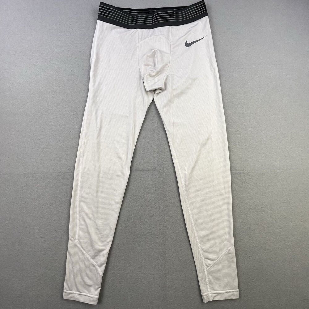 Nike Pro Dri-FIT Compression Tights Mens L White Athletic Gym Fitness Base Layer